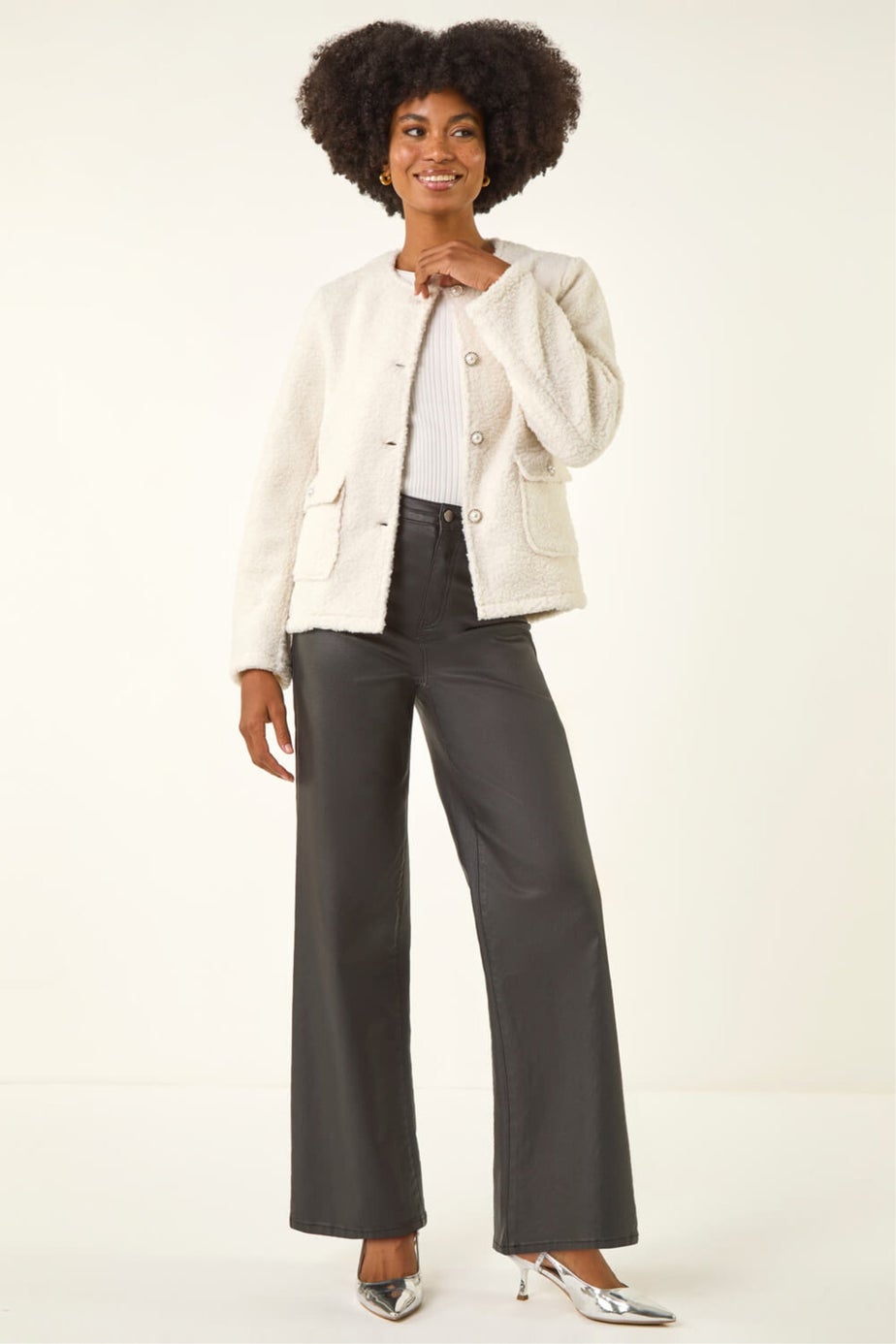 Roman Ivory Cosy Boucle Fleece Jacket