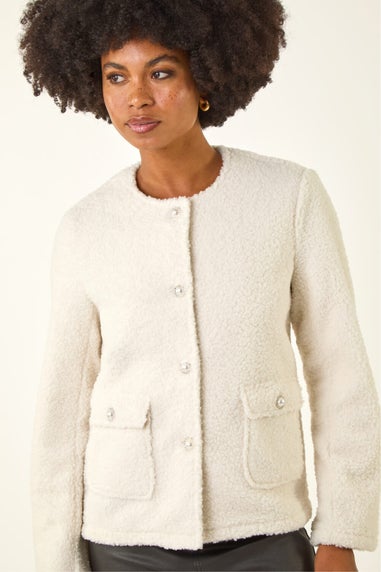 Roman Ivory Cosy Boucle Fleece Jacket