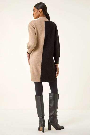 Roman Biscuit Contrast Colour Knit Dress