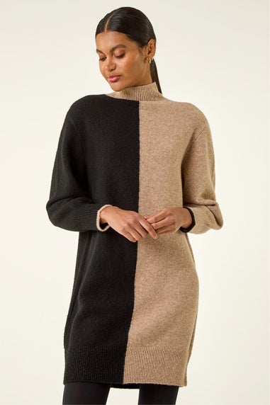 Roman Biscuit Contrast Colour Knit Dress