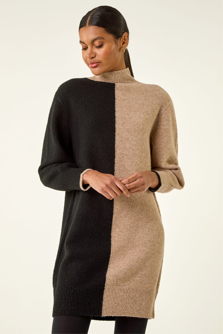 Roman Biscuit Contrast Colour Knit Dress