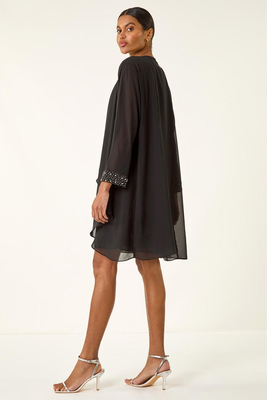 Roman Black Sparkle Shift Dress & Shrug