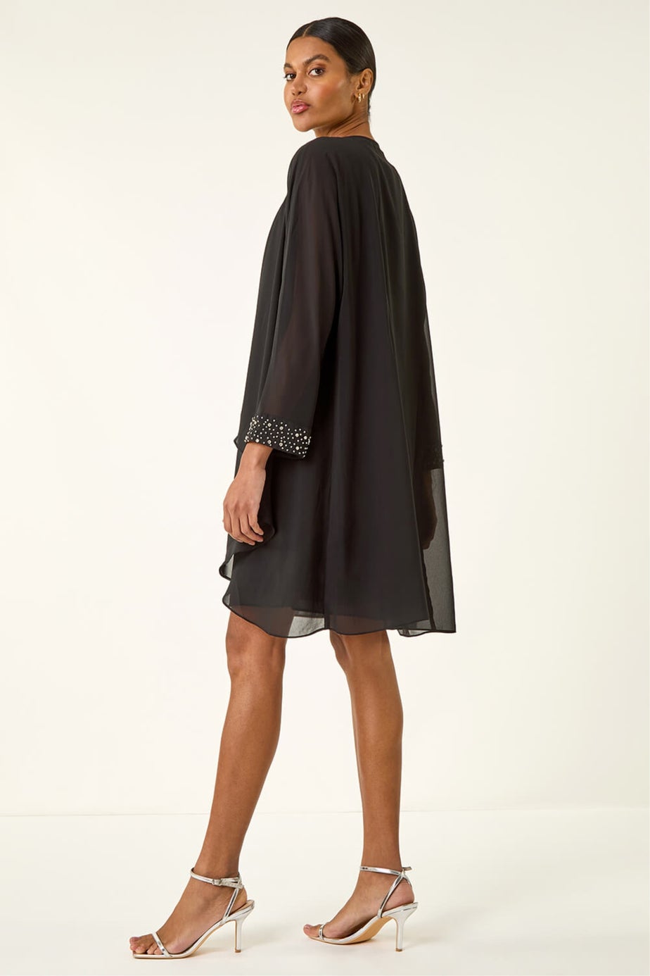 Roman Black Sparkle Shift Dress & Shrug