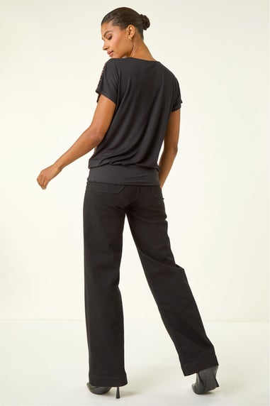 Roman Bronze Zig Zag Print Bubble Hem Top