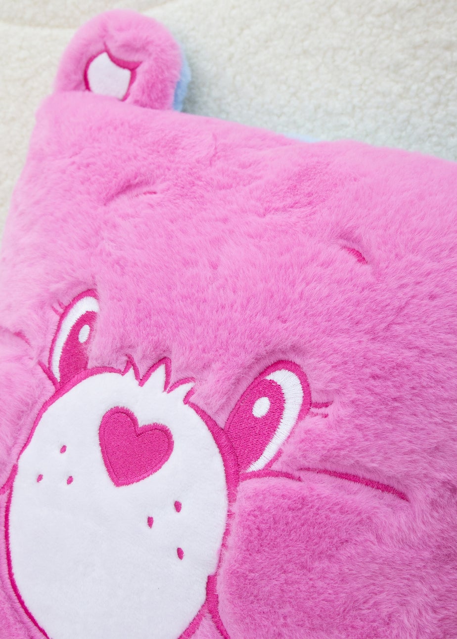 Care Bears Faces Pink And Blue Square Cushion With Ears