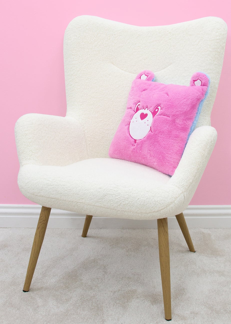Care Bears Faces Pink And Blue Square Cushion With Ears
