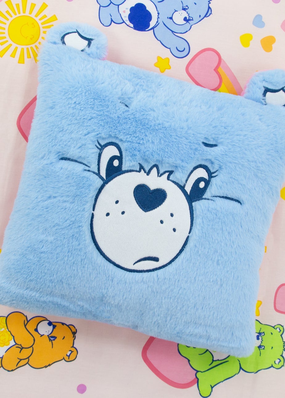 Care Bears Faces Pink And Blue Square Cushion With Ears