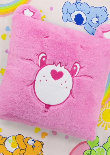 Care Bears Faces Pink And Blue Square Cushion With Ears