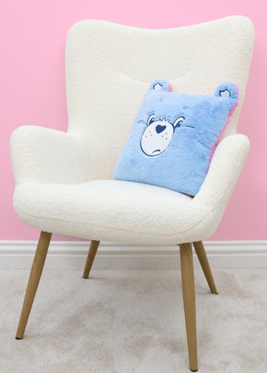 Care Bears Faces Pink And Blue Square Cushion With Ears
