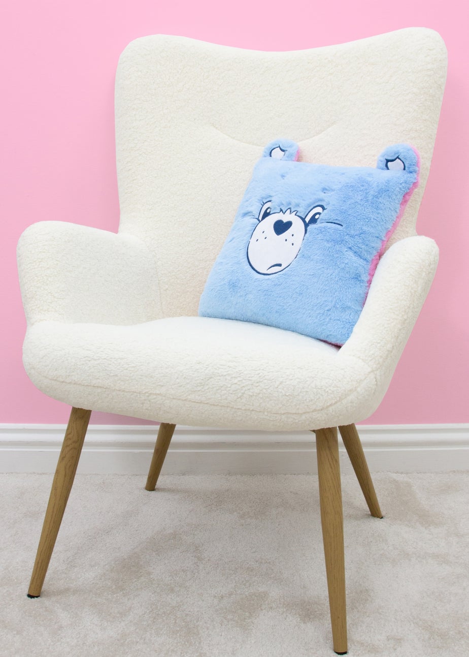 Care Bears Faces Pink And Blue Square Cushion With Ears