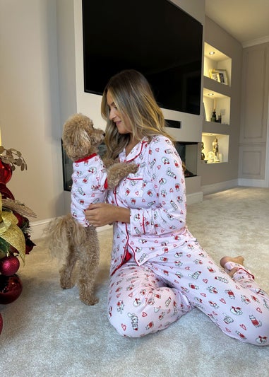 My Christmas Pyjamas Pink Feline Festive Pet One-Piece Matching Pyjamas