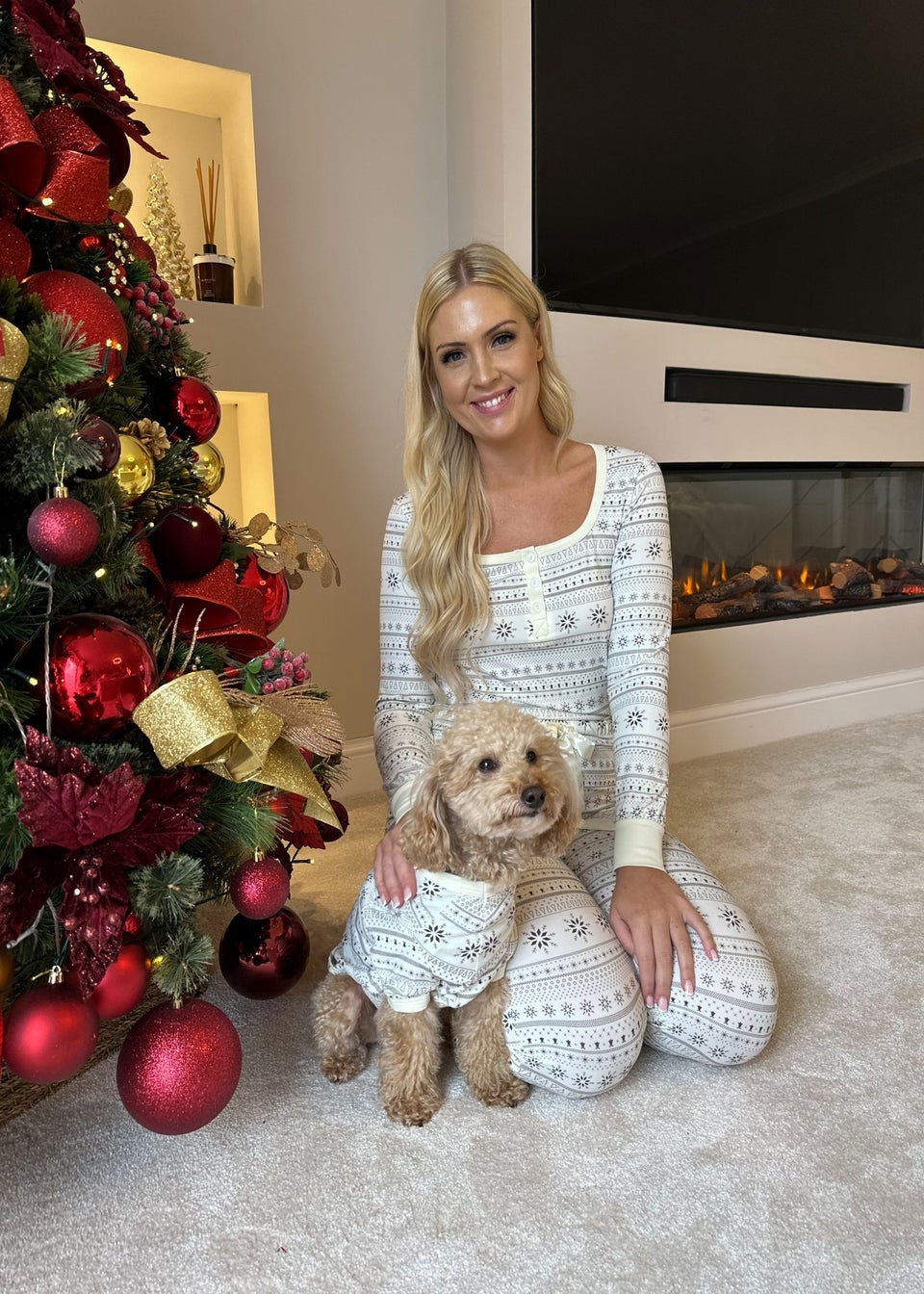 My Christmas Pyjamas Cream Snow White Pet One-Piece Matching Pyjamas