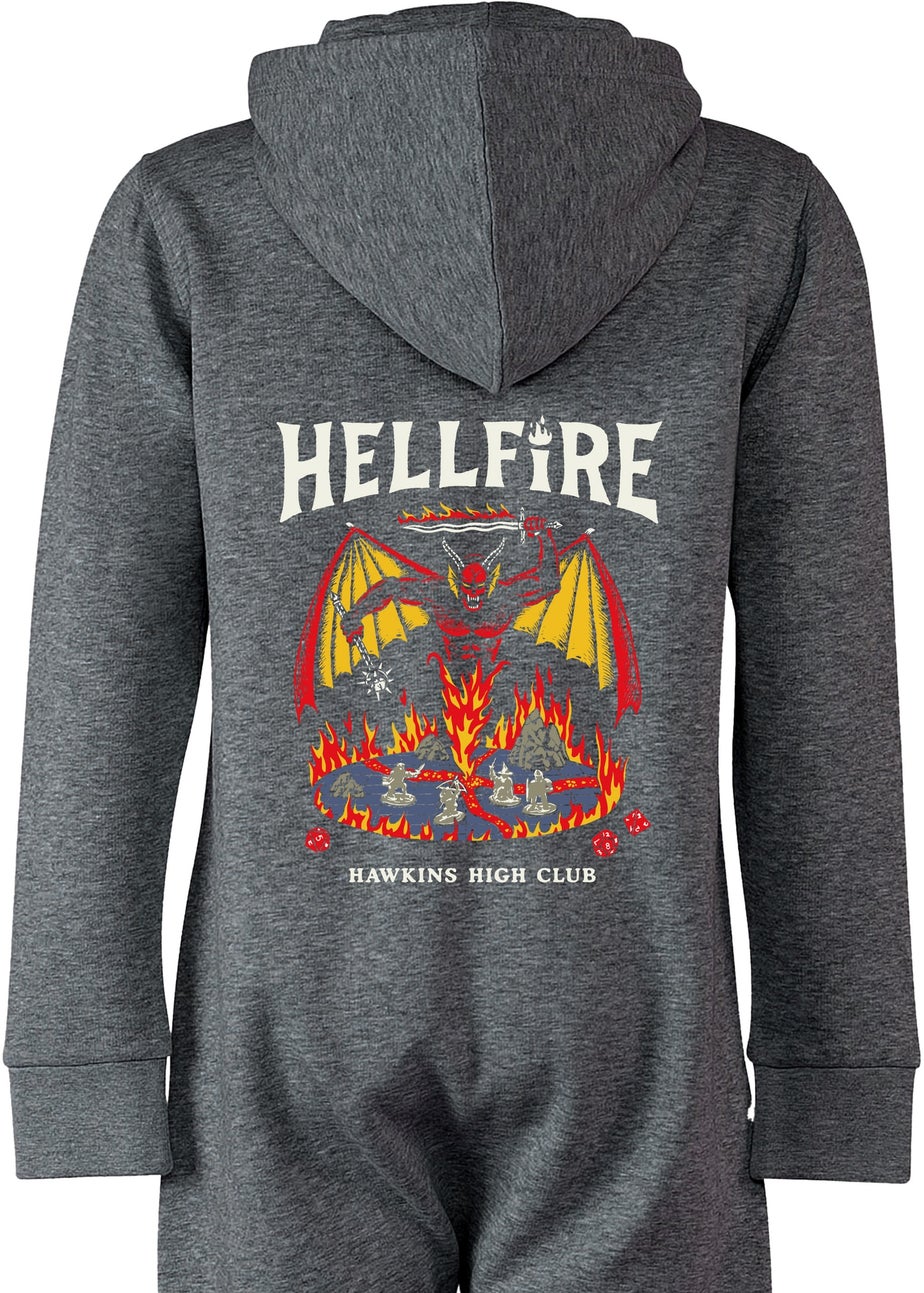 Stranger Things Hellfire Boys Grey Onesie (7-13 Years)