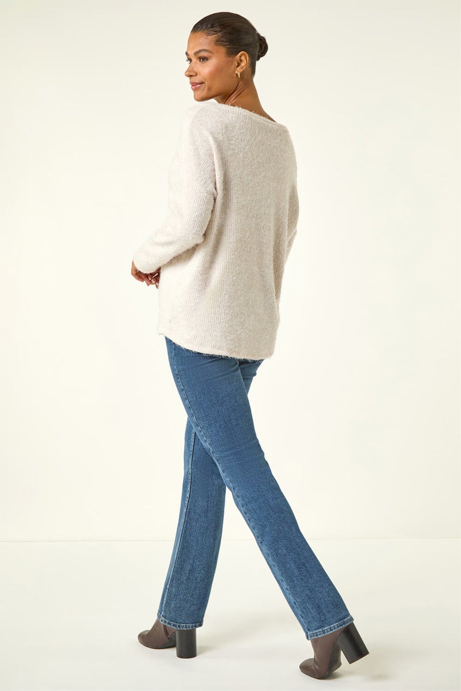 Roman Beige Soft Touch Textured Stretch Top