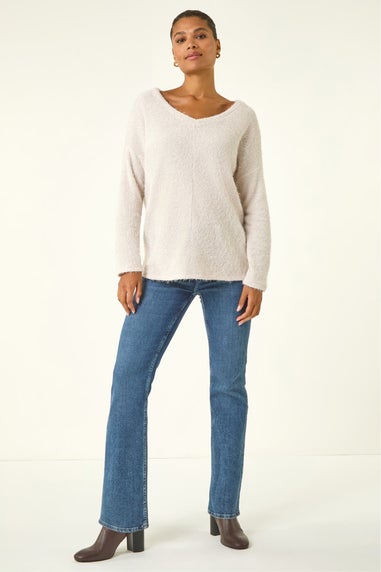 Roman Beige Soft Touch Textured Stretch Top