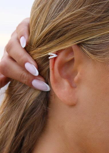 Say It With Silver Clear CZ Ear Cuff