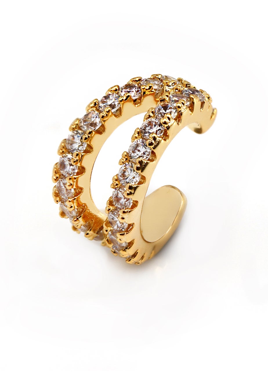 Say It With Yellow Gold Clear CZ Ear Cuff