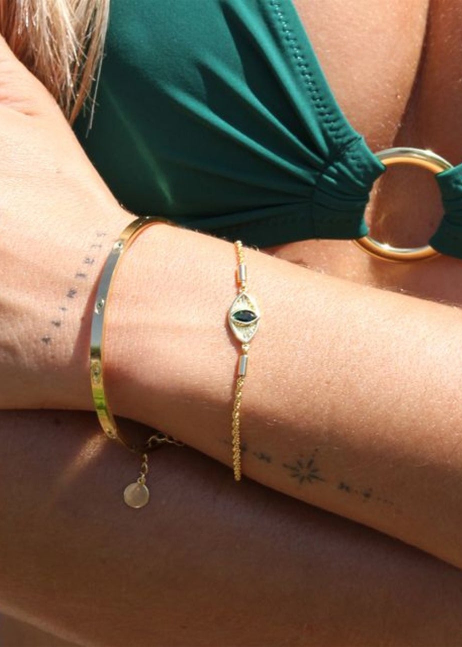 Say It With Large Yellow Gold Rope Chain Evil Eye Bracelet