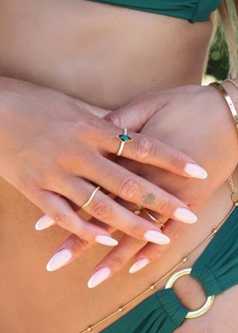 Say It With Large Yellow Gold Green CZ Wave Ring