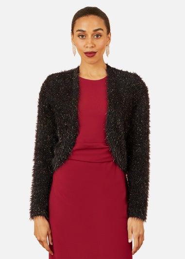 Yumi Black Metallic Fluffy Eyelash Bolero