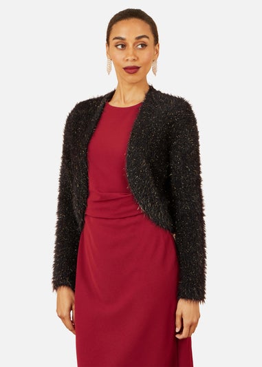 Yumi Black Metallic Fluffy Eyelash Bolero