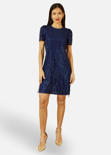Yumi Navy Dripping Sequin Tunic Dress