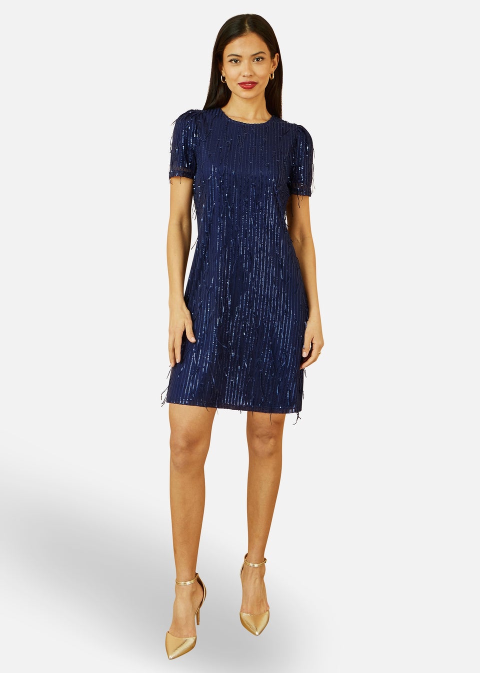 Yumi Navy Dripping Sequin Tunic Dress