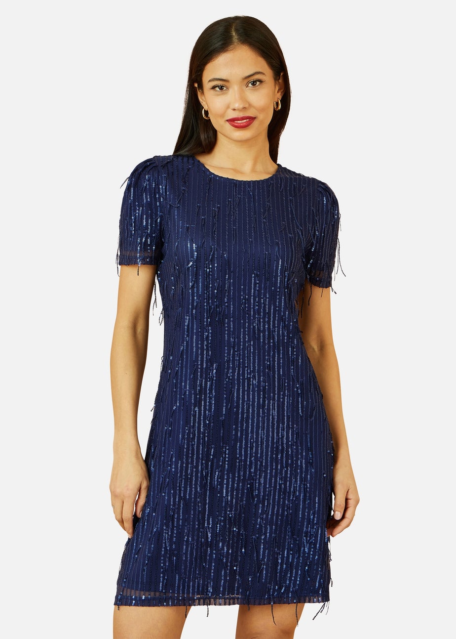 Yumi Navy Dripping Sequin Tunic Dress