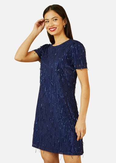 Yumi Navy Dripping Sequin Tunic Dress
