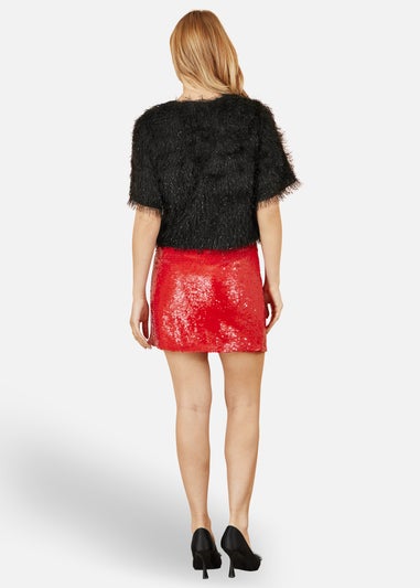 Yumi Red Sequin Mini Skirt