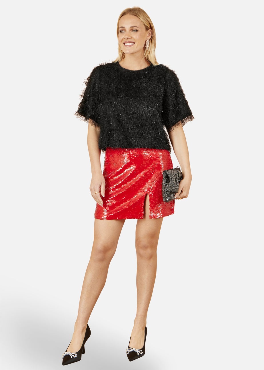Yumi Red Sequin Mini Skirt