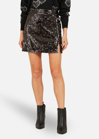 Yumi Black Sequin Mini Skirt