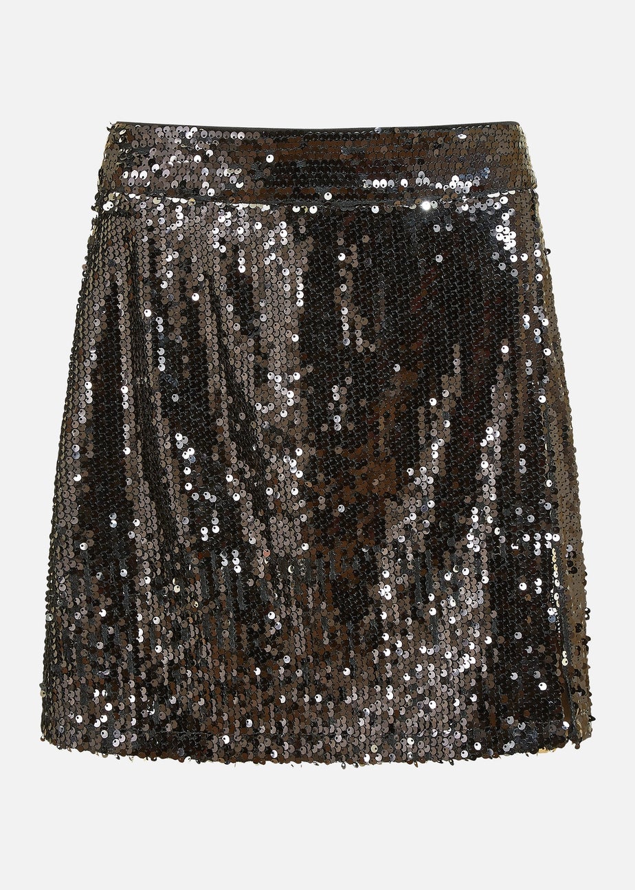 Yumi Black Sequin Mini Skirt