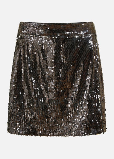 Yumi Black Sequin Mini Skirt