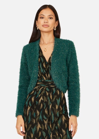 Yumi Green Metallic Fluffy Eyelash Bolero