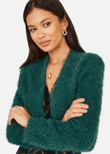 Yumi Green Metallic Fluffy Eyelash Bolero