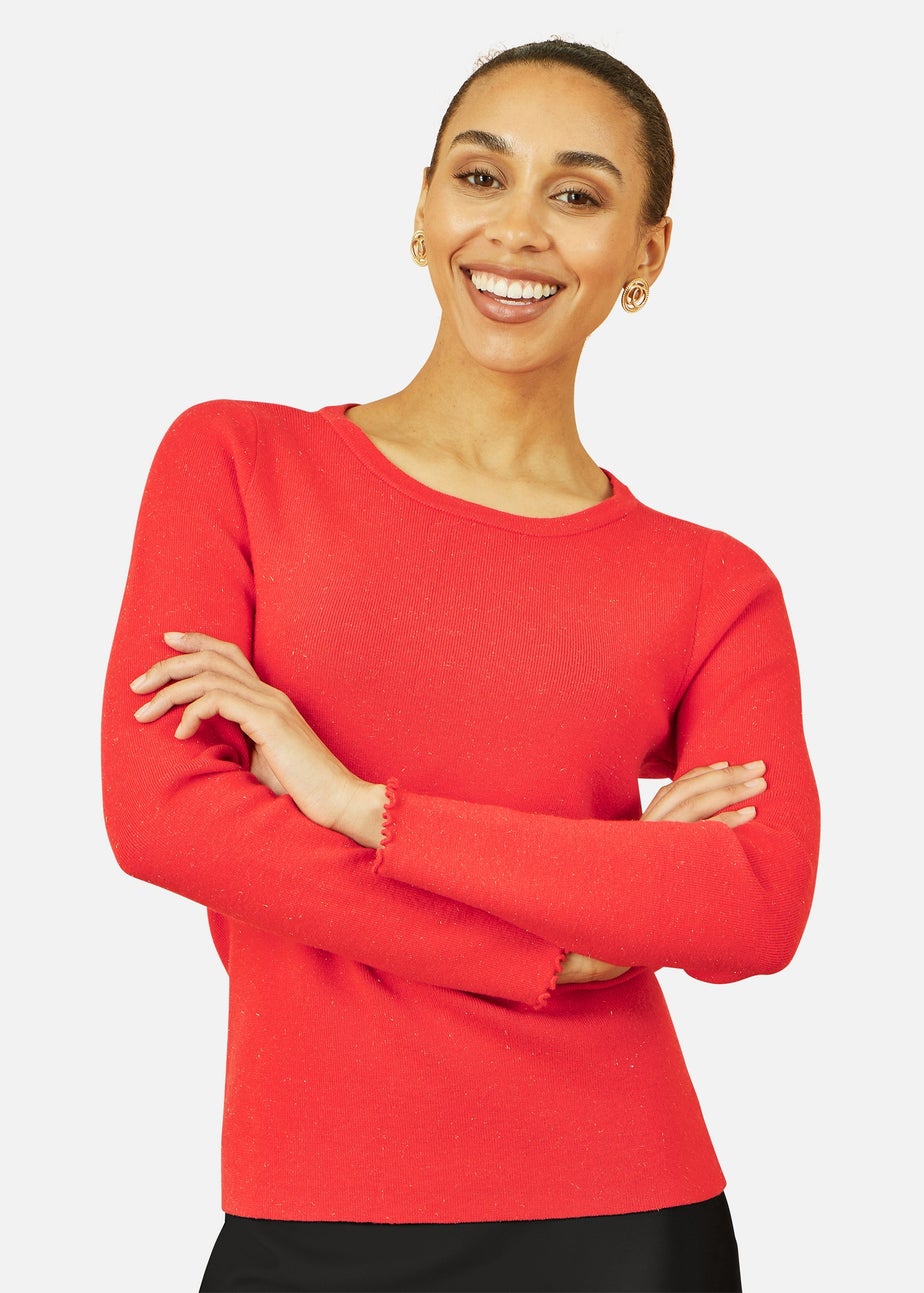 Yumi Red Sparkle Knit Jumper