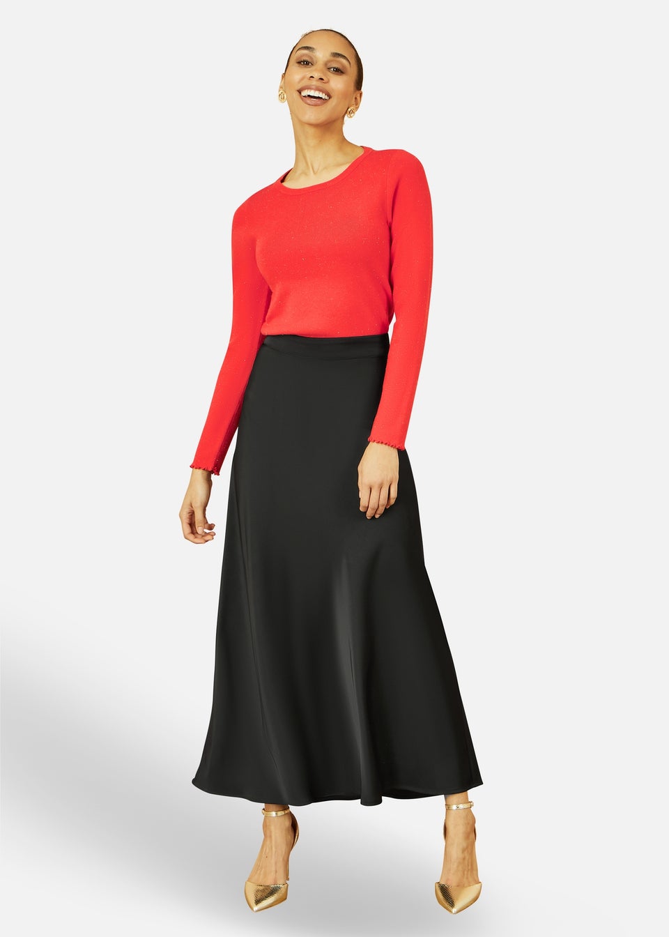 Yumi Red Sparkle Knit Jumper