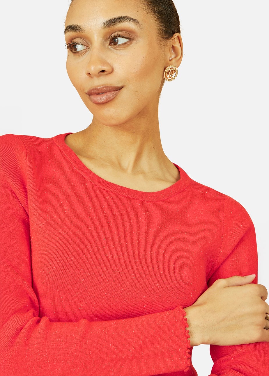 Yumi Red Sparkle Knit Jumper
