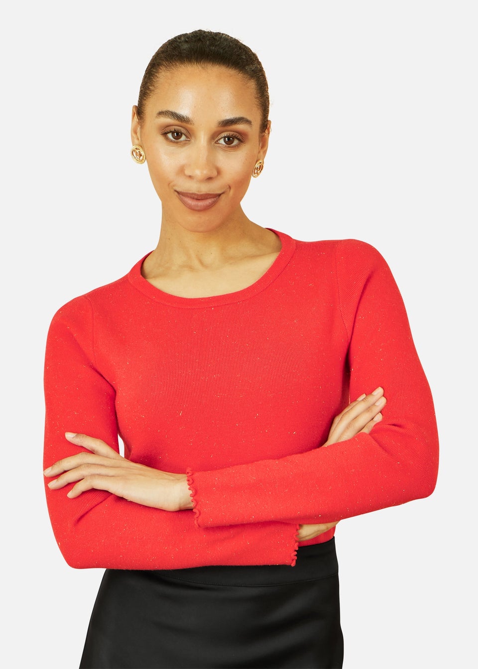 Yumi Red Sparkle Knit Jumper