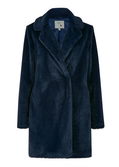 Yumi Navy Faux Fur Coat
