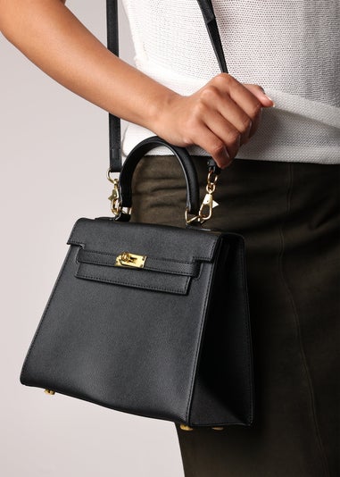 Where's That From Lluvia Black Mini Top Handle Tote Bag