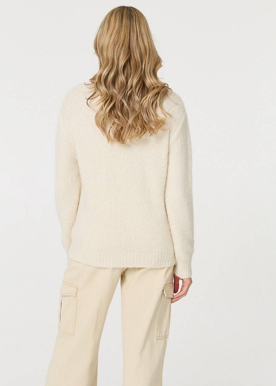 Izabel London Cream Floral Embroidered Textured Jumper