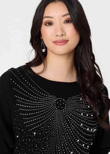 Izabel London Black Sparkle Front Batwing Sleeve Jumper