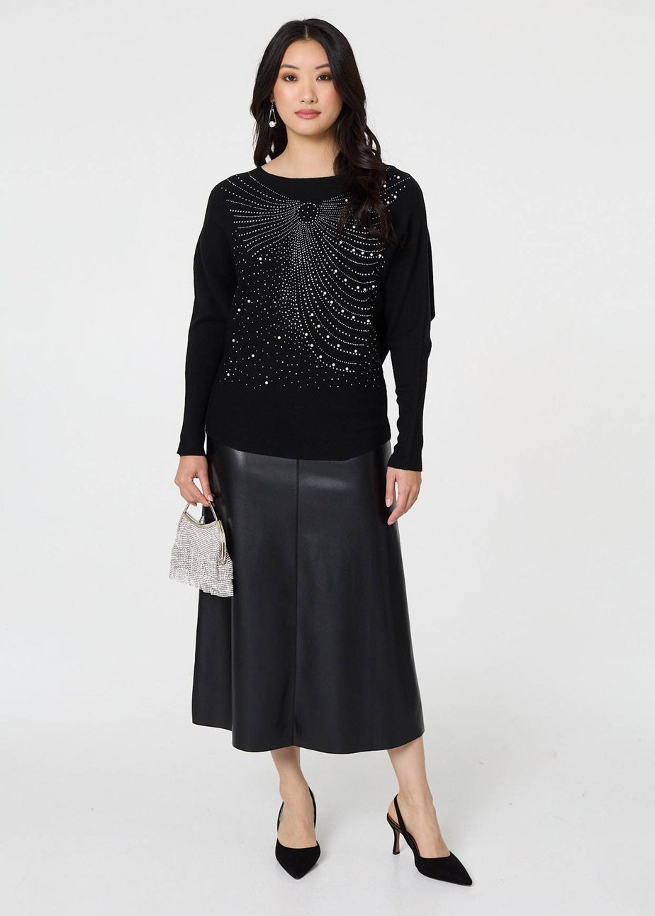 Izabel London Black Sparkle Front Batwing Sleeve Jumper
