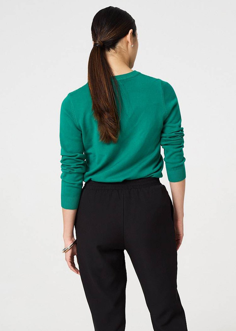 Izabel London Black Plain Drawstring Waist Slim Trousers