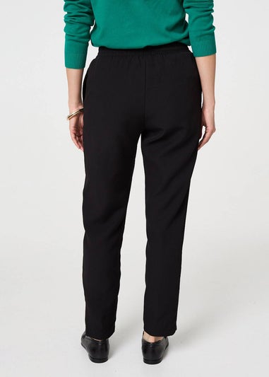 Izabel London Black Plain Drawstring Waist Slim Trousers