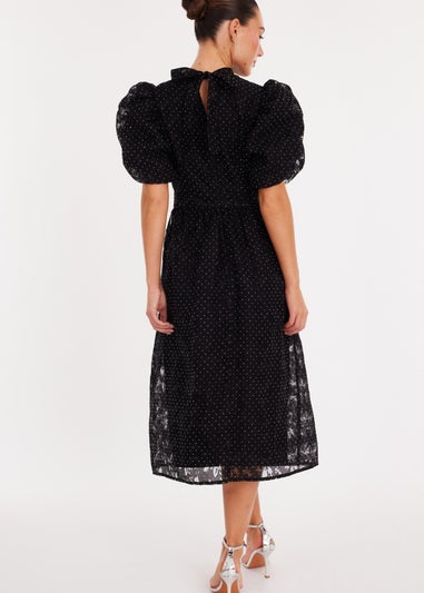 Quiz Black Chiffon Diamante Midi Dress