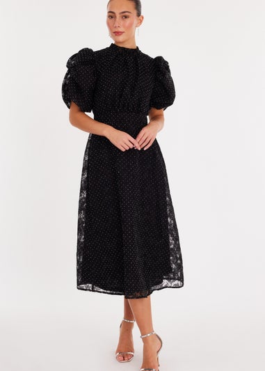 Quiz Black Chiffon Diamante Midi Dress