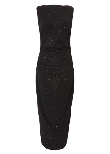Quiz Black Glitter Bow Midaxi Dress